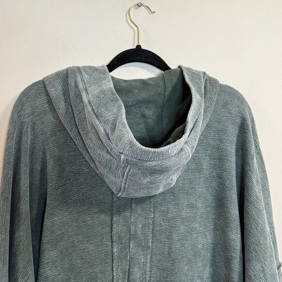 Mono B Women's S/M Sage Green Hooded Pullover with Kangaroo Pocket & High-Low He - Picture 5 of 7